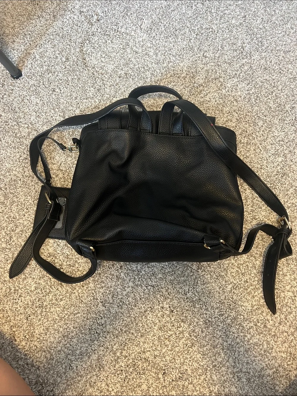 Steve Madden Black Pebbled Leather Backpack with Gold Accents